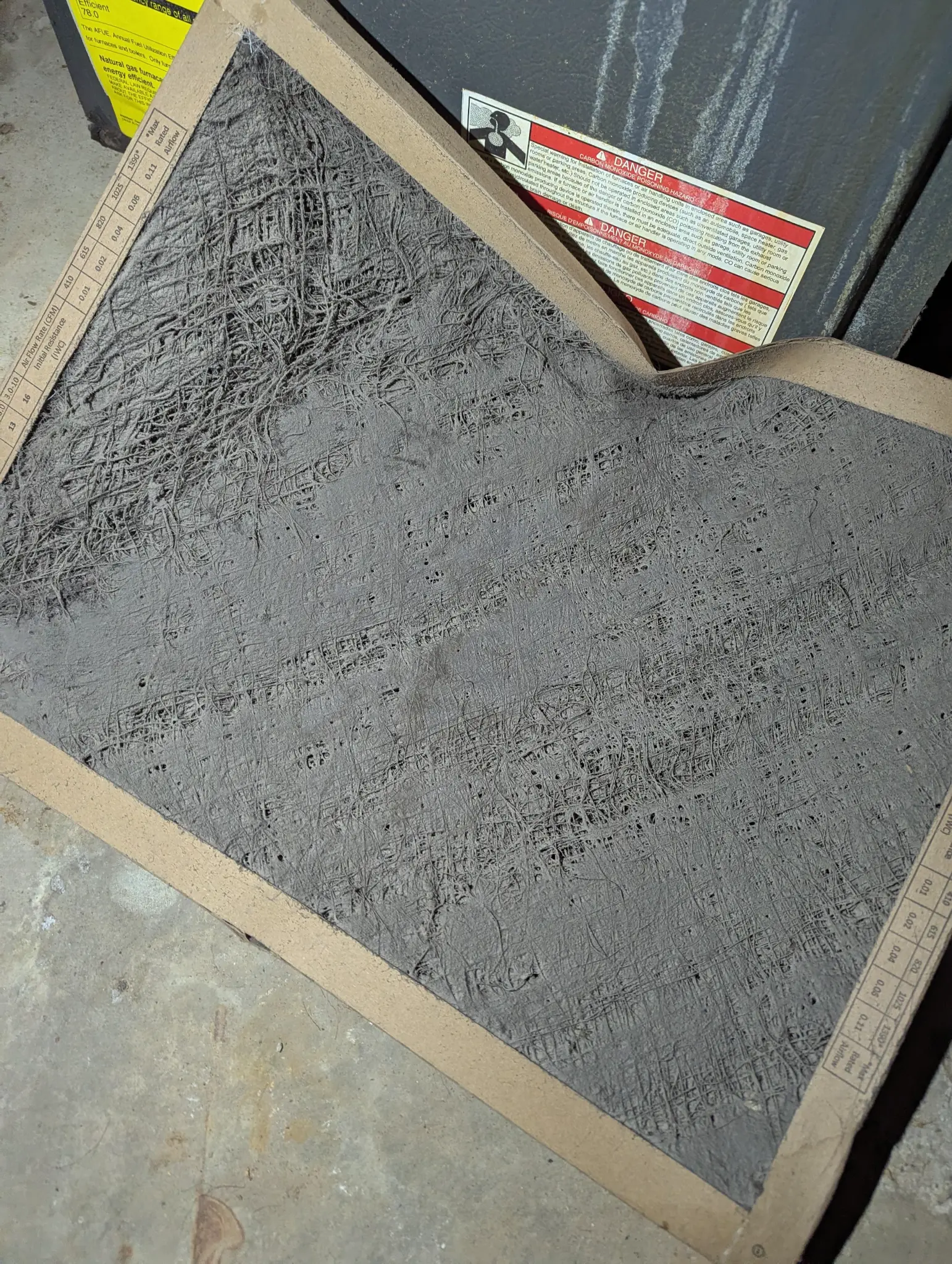 Used HVAC air filter shown for maintenance context