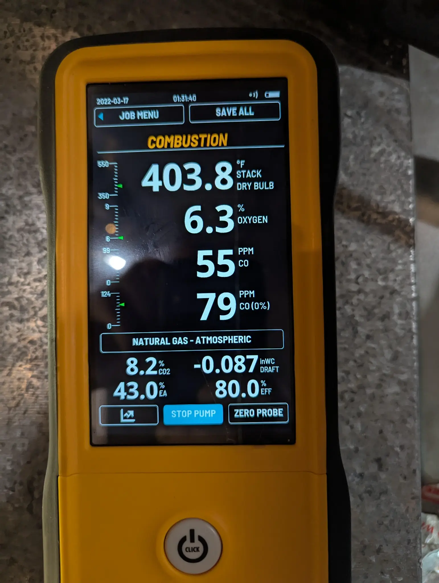 Handheld HVAC diagnostic display during service work