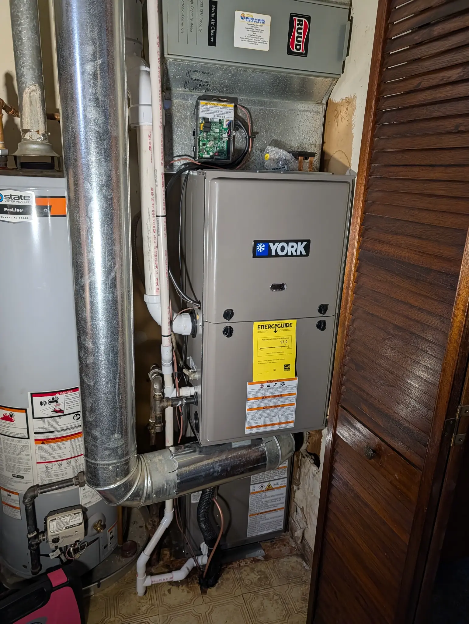 York furnace with metal venting and duct connections