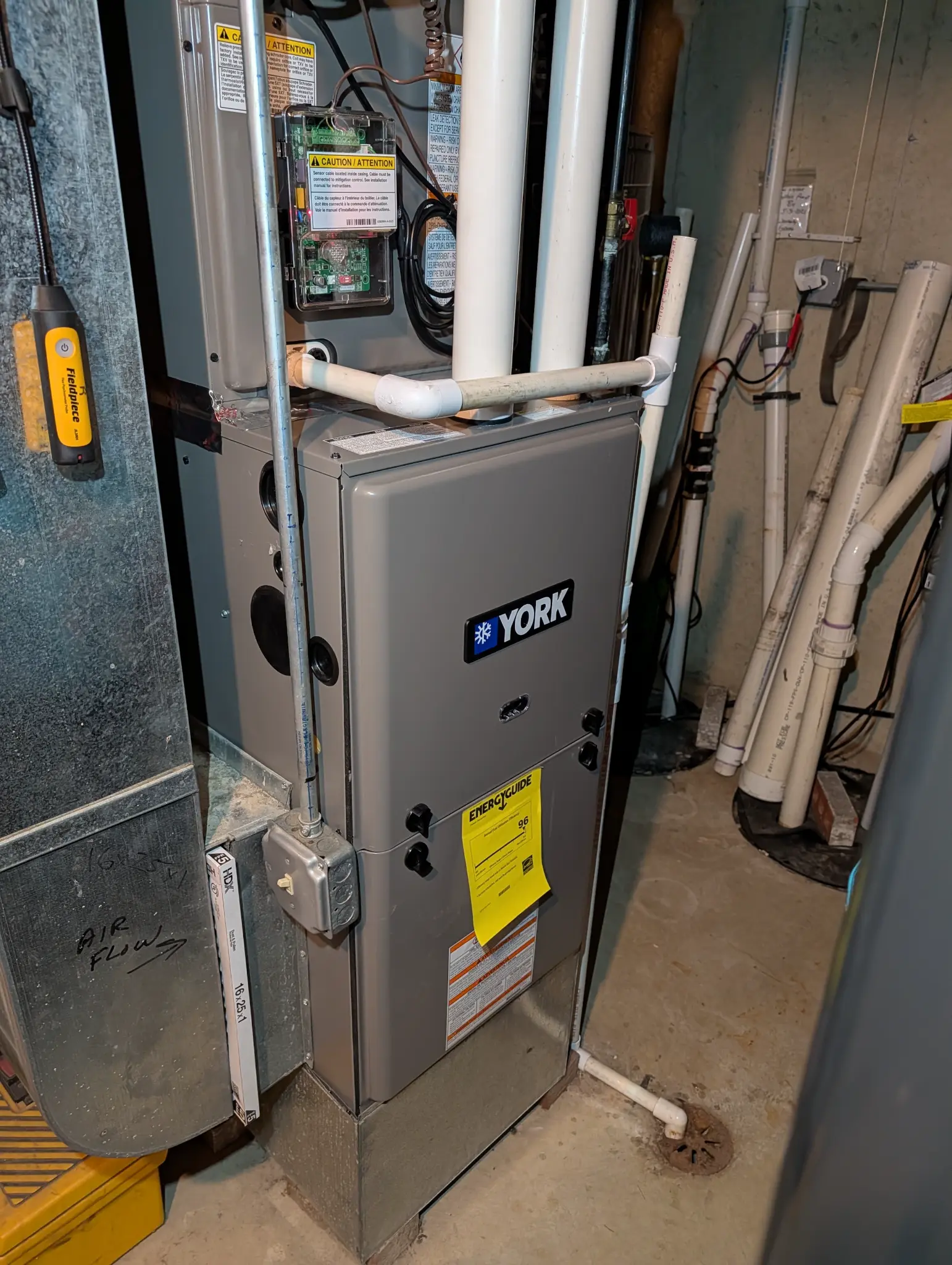York furnace in a residential utility space