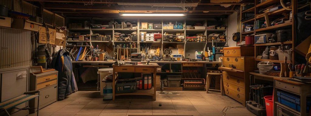 Organized workshop space with tools and storage, highlighting preparation for furnace installation and maintenance in Lake County.