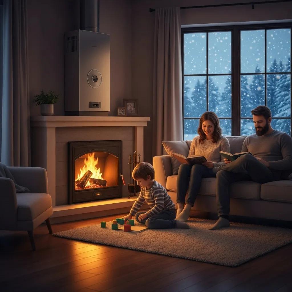 Cozy winter home with a well-maintained furnace, highlighting comfort and safety