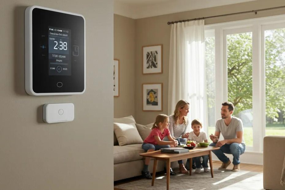Modern home with energy-efficient HVAC system and smart thermostat