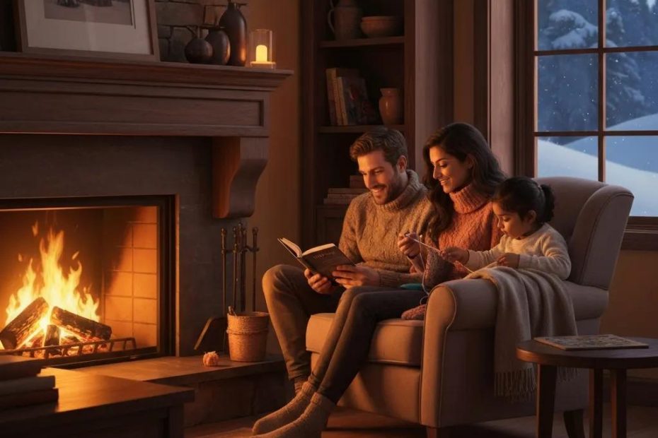 Family in a cozy living room experiencing cold air from a furnace vent