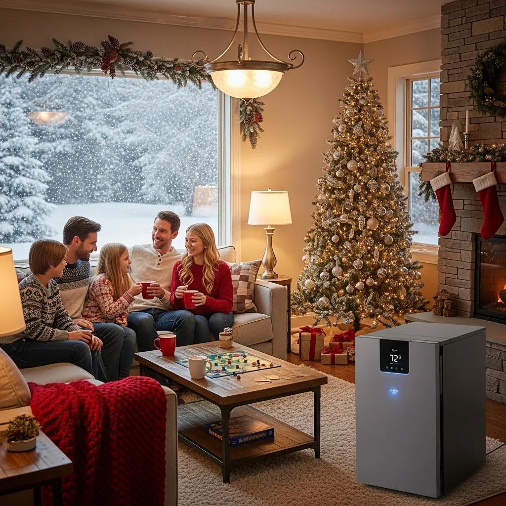Cozy living room with a modern furnace, emphasizing the importance of heating during winter
