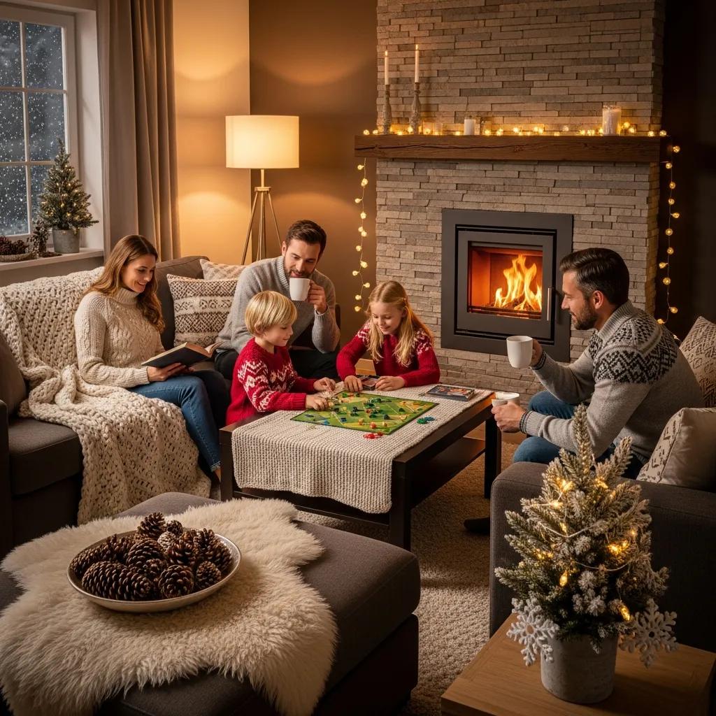 Cozy living room with a modern furnace, illustrating warmth and comfort during winter
