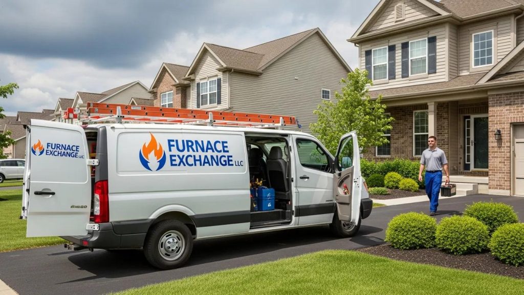 Furnace Exchange LLC service van ready for emergency HVAC service, highlighting trust and reliability in NW Indiana